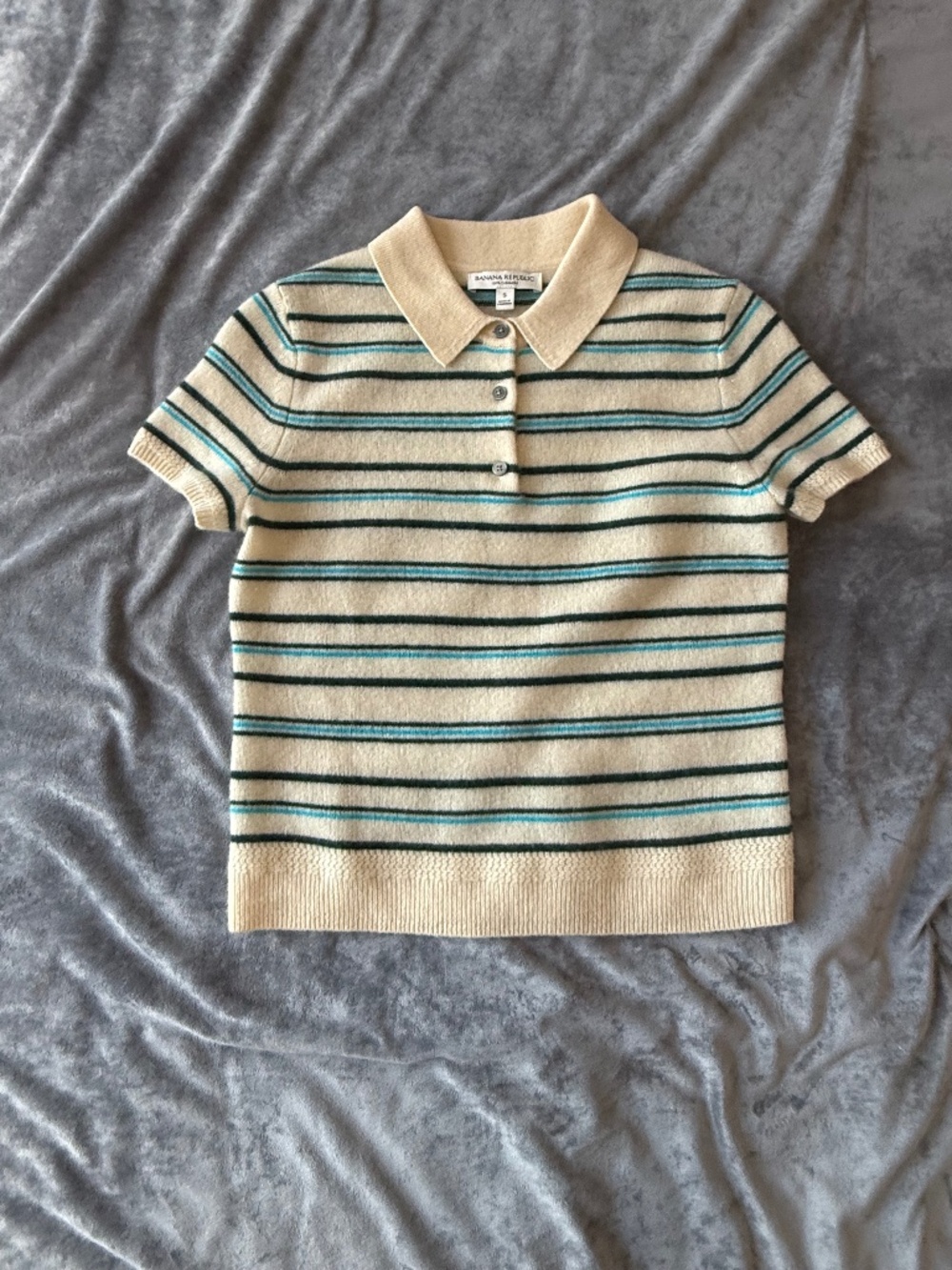 Banana Republic Cashmere Knit Polo Top Striped